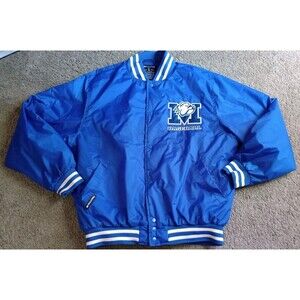 Vintage Mississippi State Bulldogs Bomber Jacket Blue Sz L Holloway Baseball